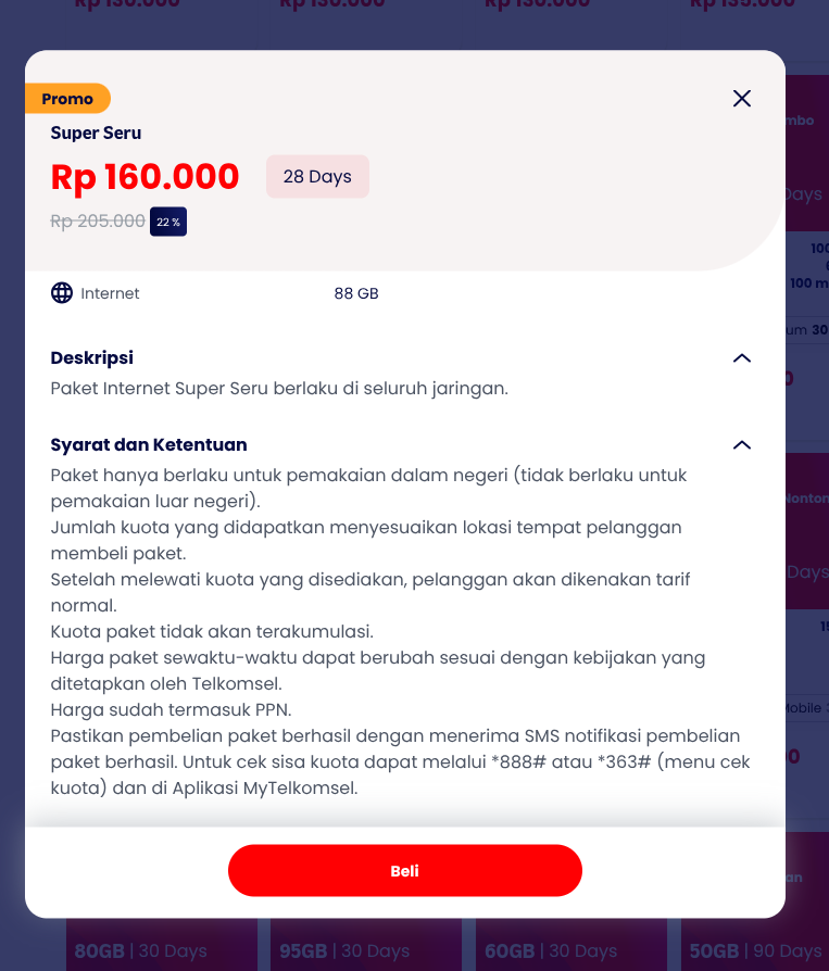 Package Detail Mobile View